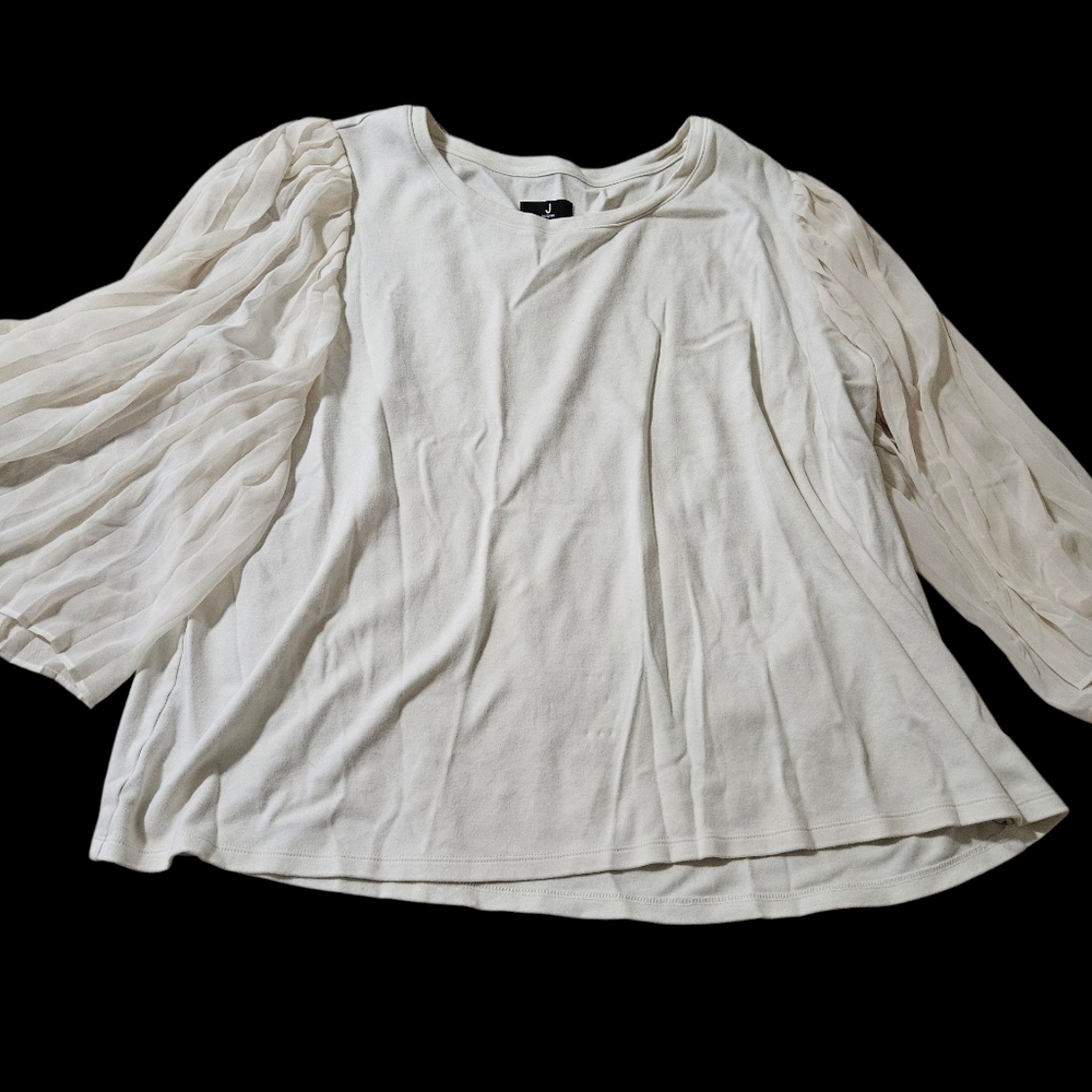 Jason Wu Plus Size 2x Top With Sheer Pleated Sleeves